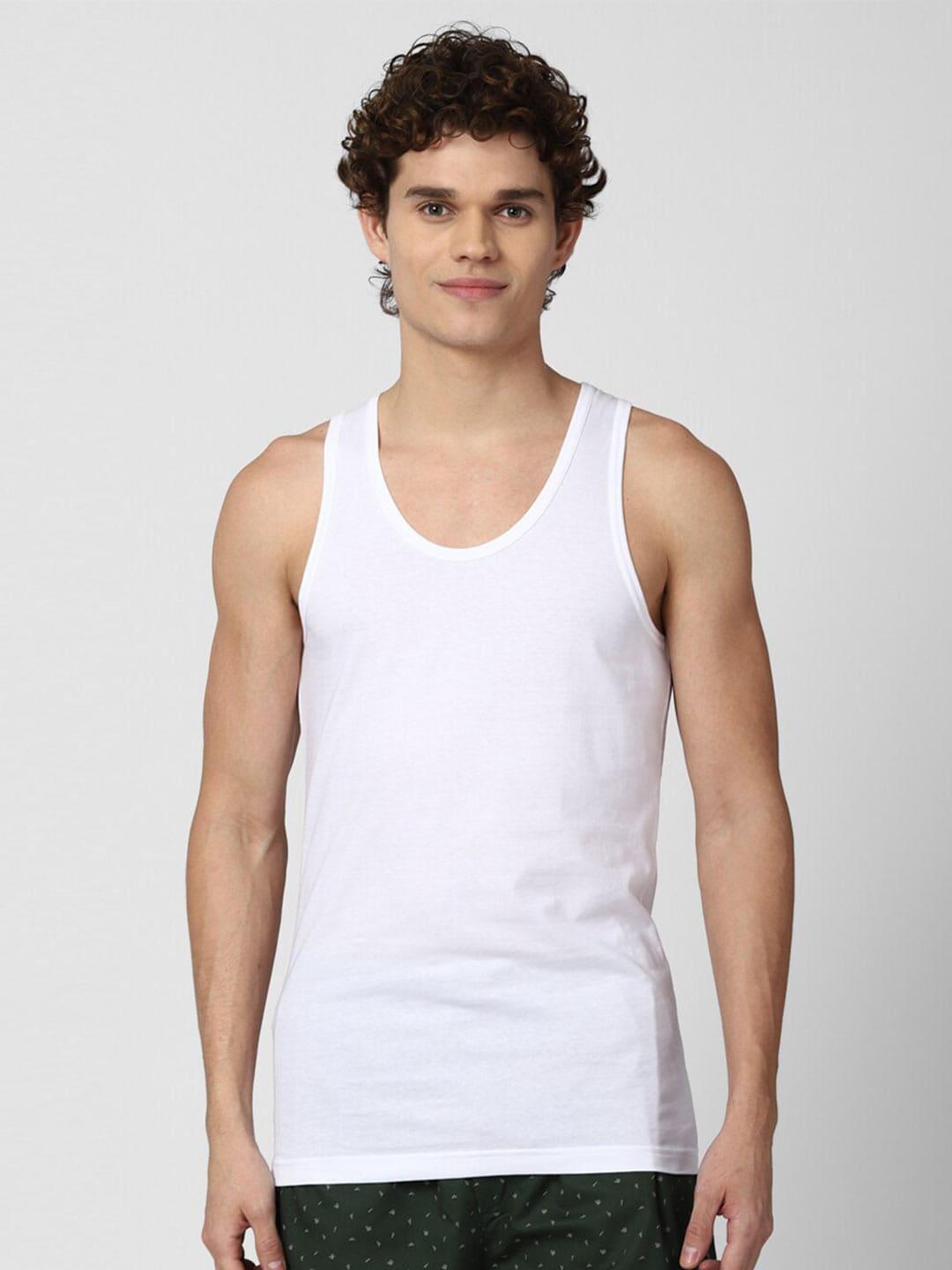 peter england men's white solid innerwear vests