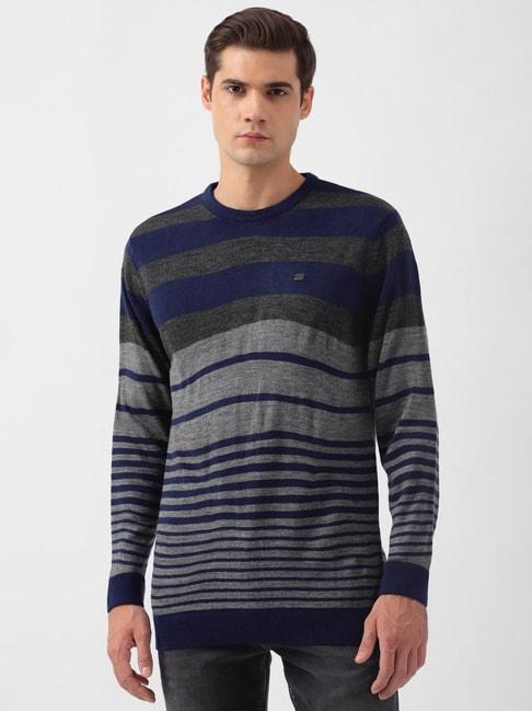 peter england multicolored regular fit striped sweater