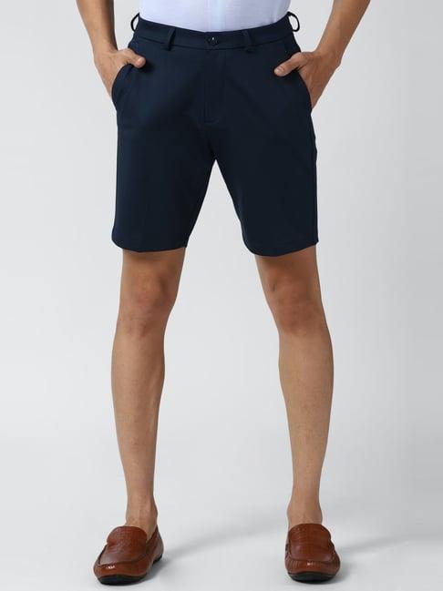peter england navy  slim fit shorts