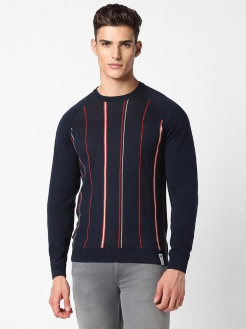peter-england-navy-regular-fit-striped-sweater