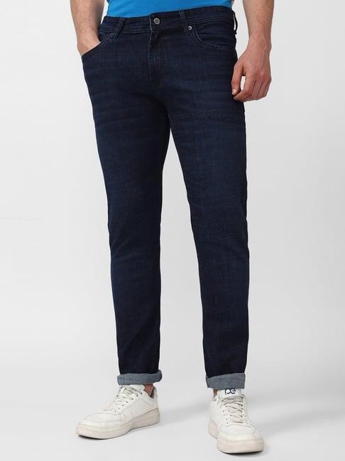 peter england navy slim fit lightly washed jeans