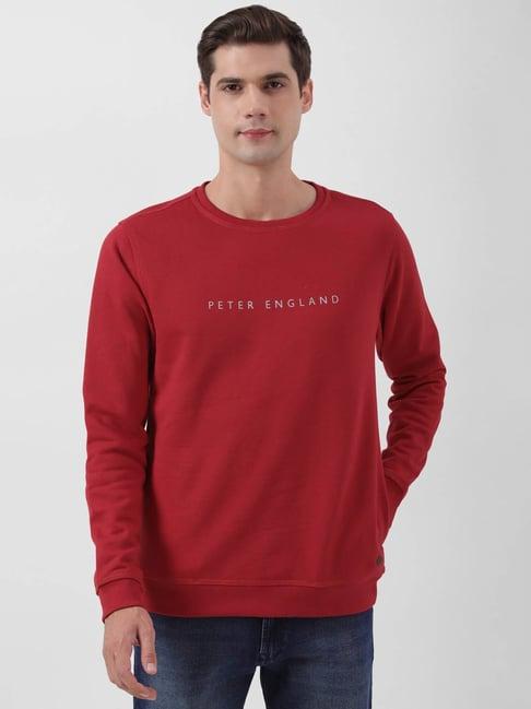 peter england red regular fit sweatshirt