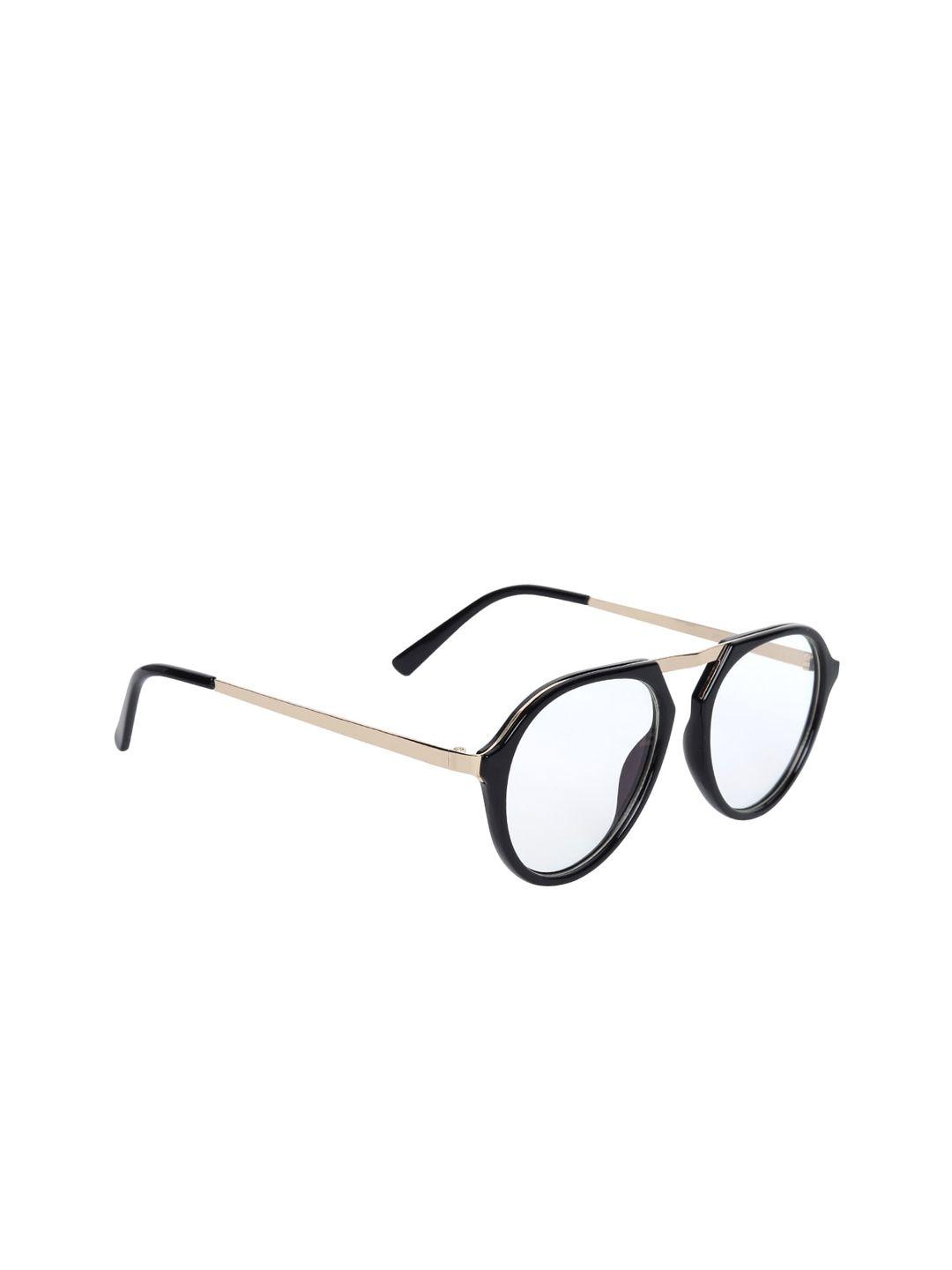 peter jones eyewear unisex black solid full-rim aviator frame with zero-power anti-glare lenses-2707gd