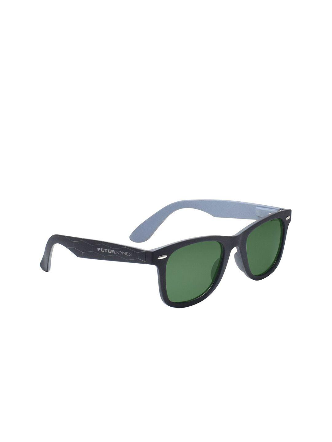 peter jones eyewear unisex green & black square sunglasses with polarised lens po760gb