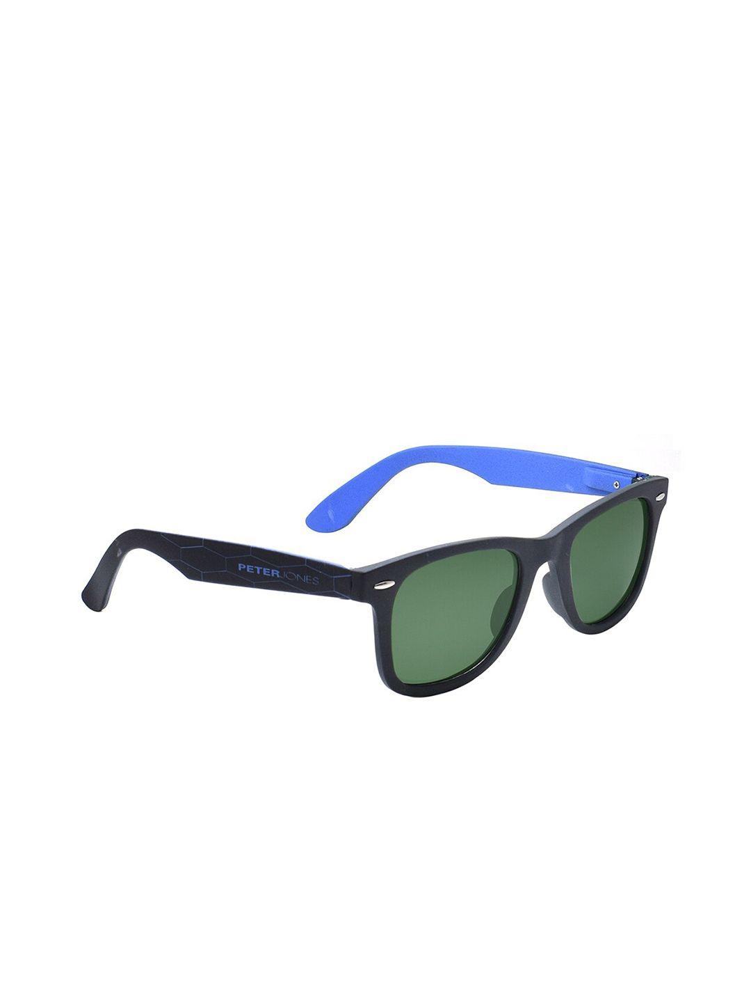 peter jones eyewear unisex green lens & black  polarised wayfarer sunglasses po760bl