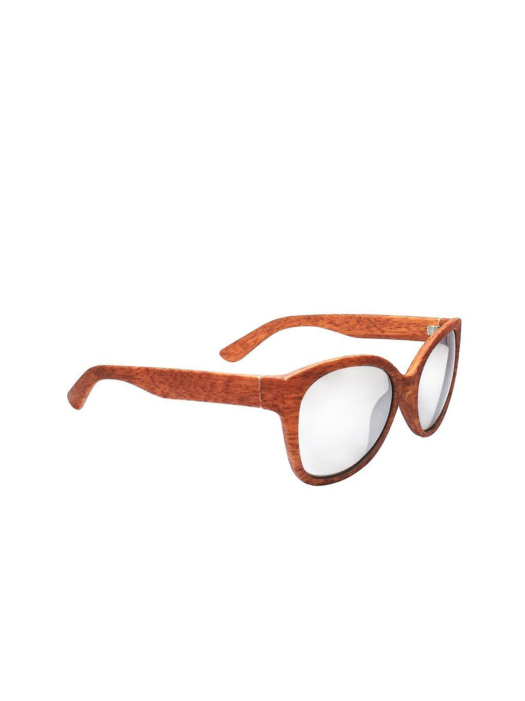 peter jones eyewear unisex mirrored lens & brown butterfly sunglasses with uv protected lens