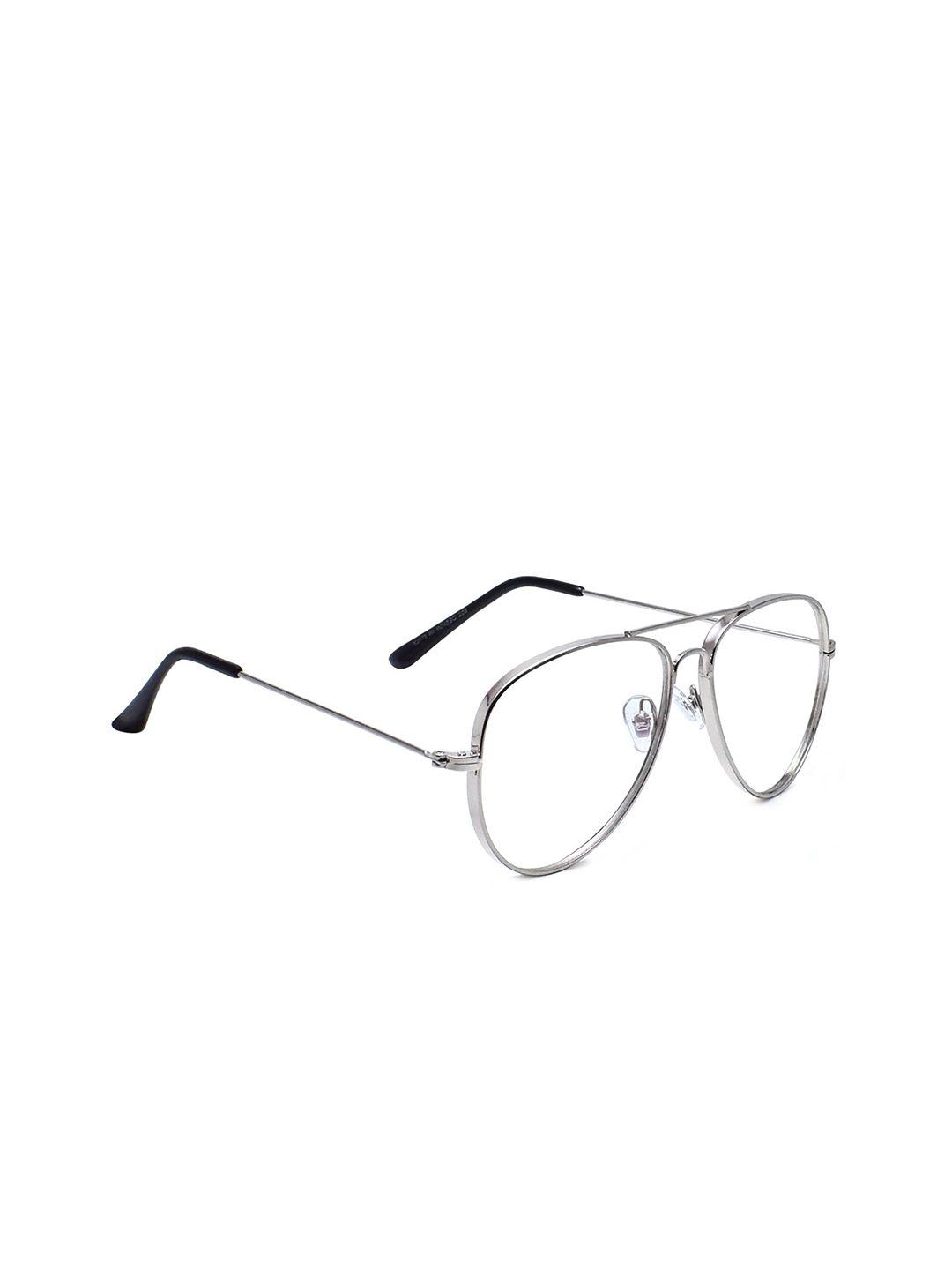 peter jones eyewear unisex silver & transparent anti glare aviator frames tk002s