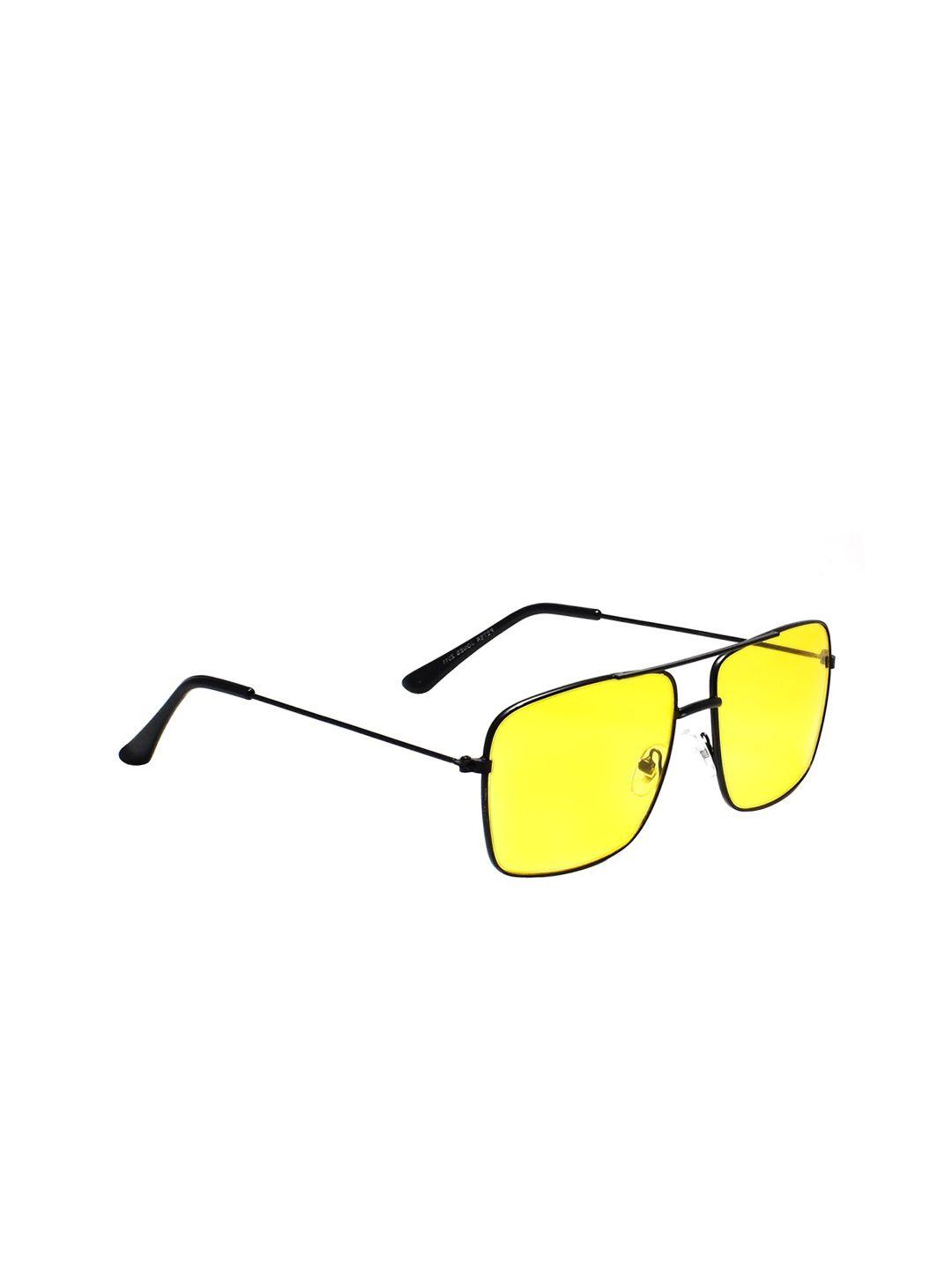 peter jones eyewear women yellow lens & black square sunglasses st001yb