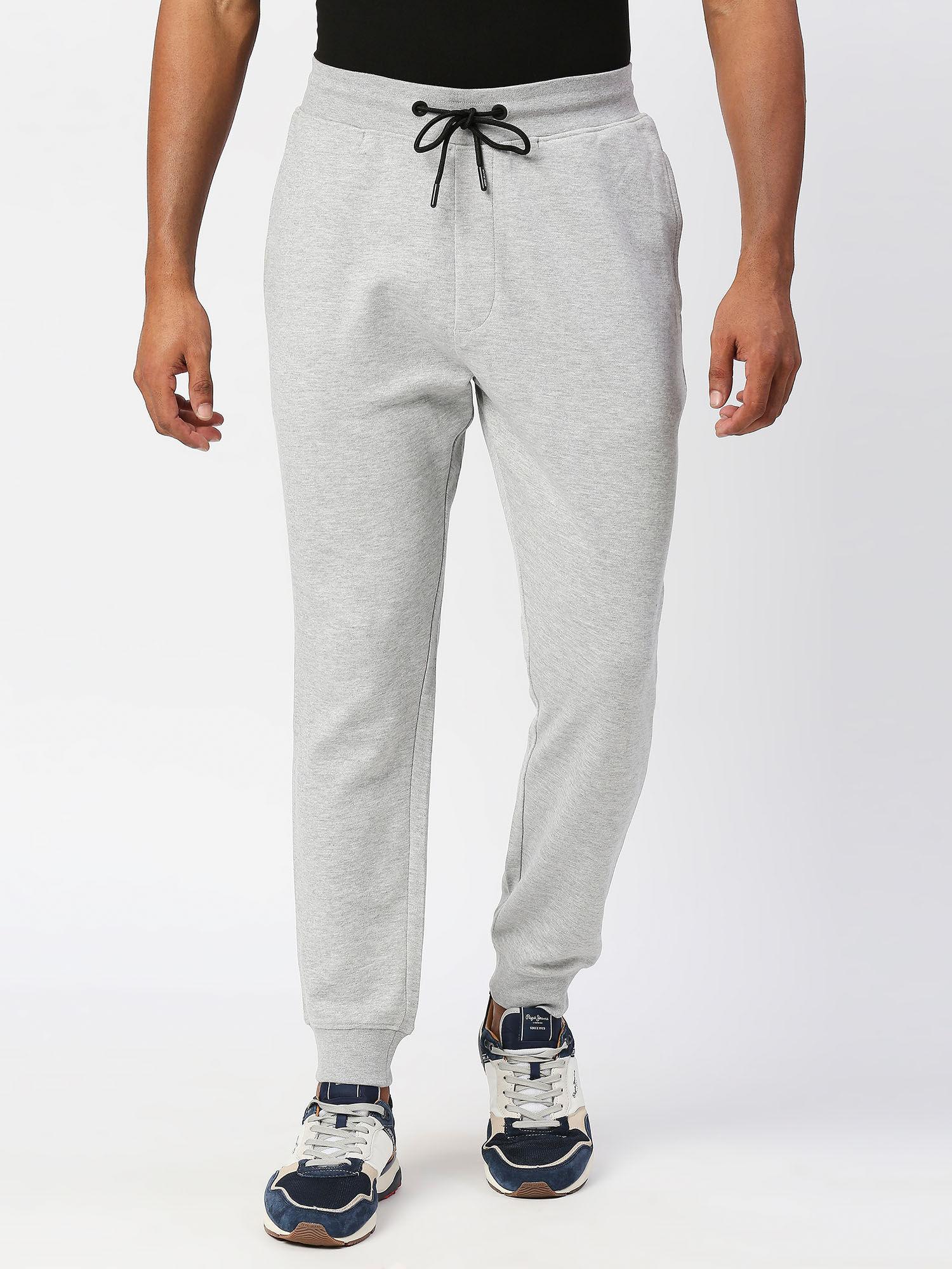 peter placement solid plain joggers grey