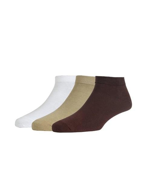 peter england beige, brown & white cotton socks(pack of 3)
