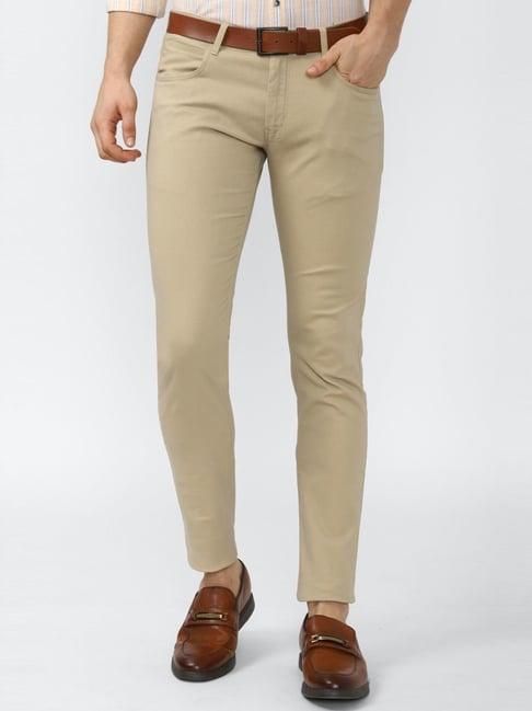 peter england beige cotton skinny fit chinos