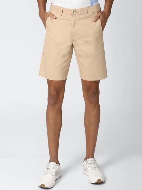 peter england beige regular fit shorts