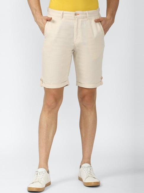 peter england beige regular fit shorts