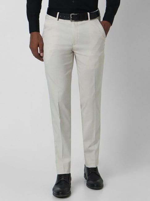 peter england beige slim fit trousers