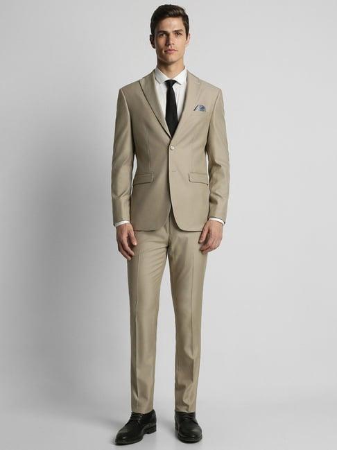 peter england beige slim fit two piece suit