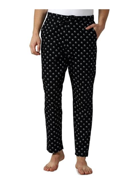 peter england black cotton regular fit printed nightwear pyjamas