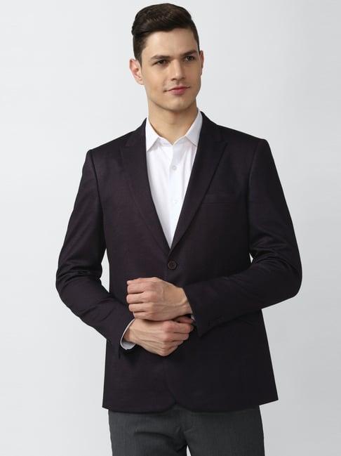 peter england black cotton slim fit blazer