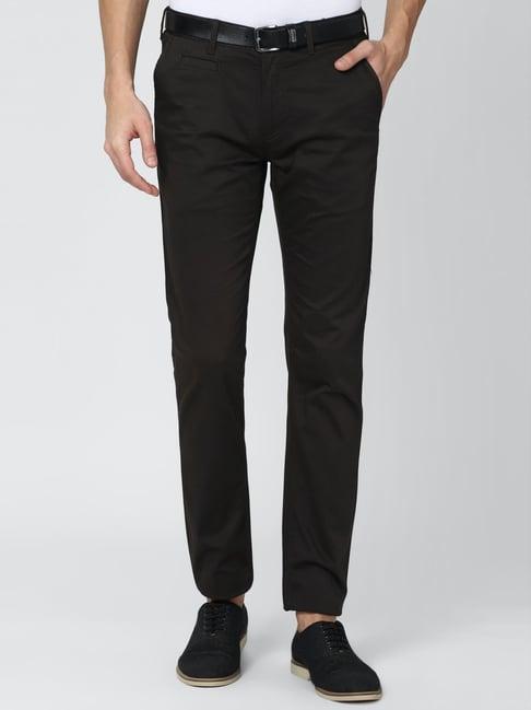 peter england black cotton slim fit chinos