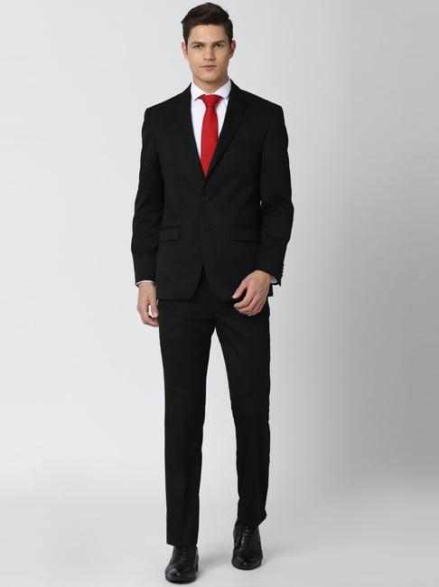 peter england black regular fit two piece suit