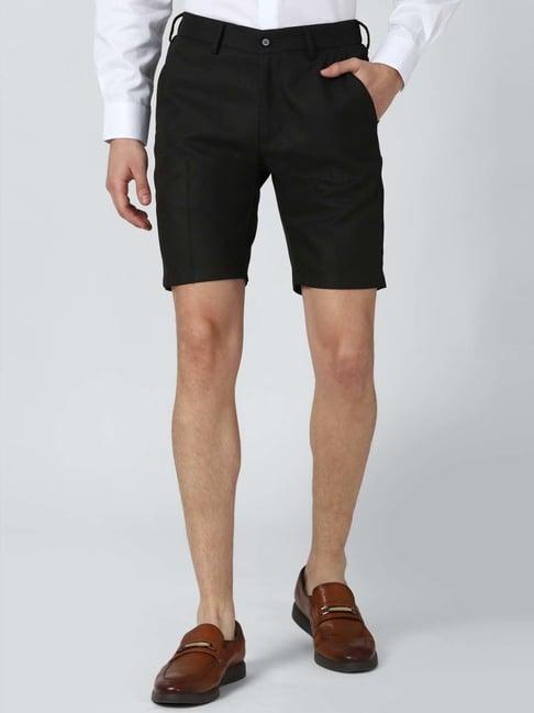 peter england black slim fit shorts