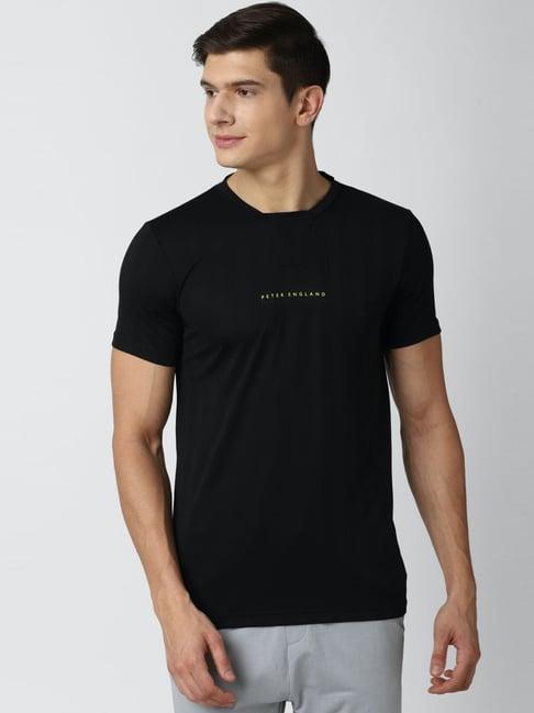 peter england black slim fit t-shirts