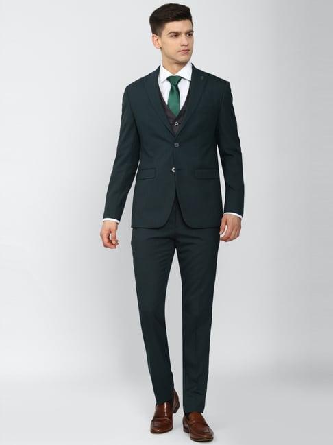 peter england black slim fit three piece suit