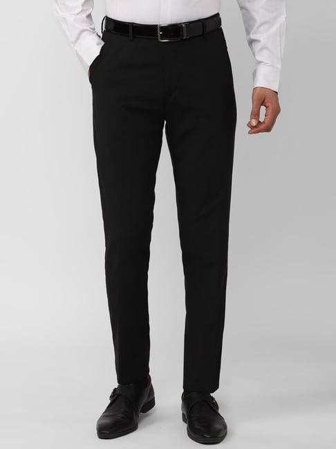 peter england black slim fit trousers