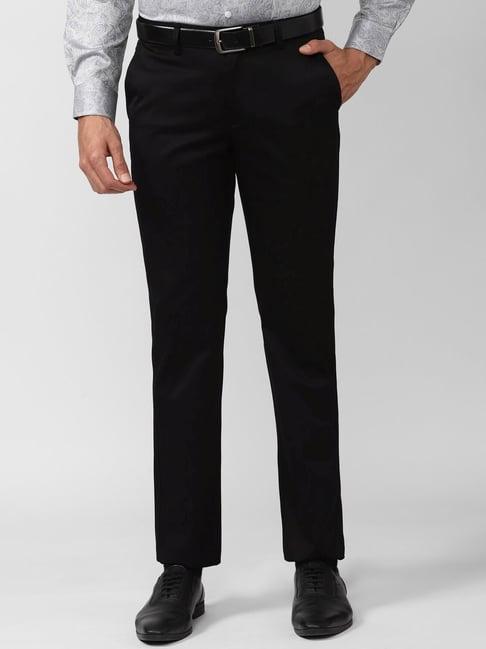 peter england black slim fit trousers