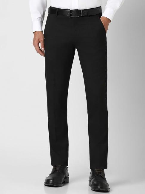 peter england black slim fit trousers