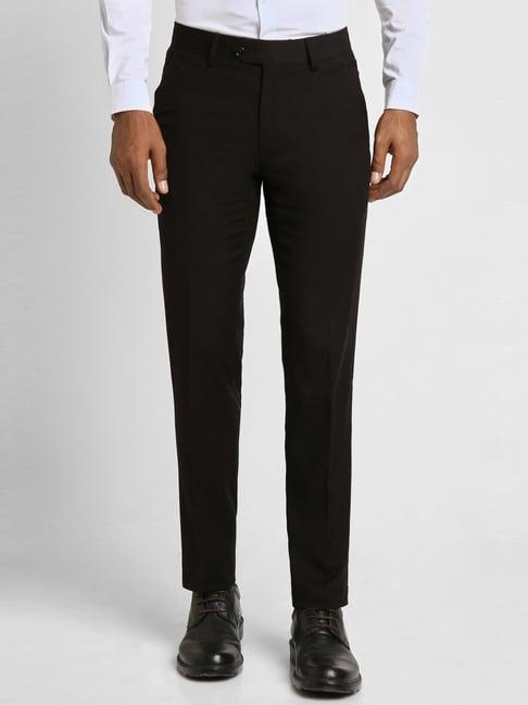 peter england black slim fit trousers