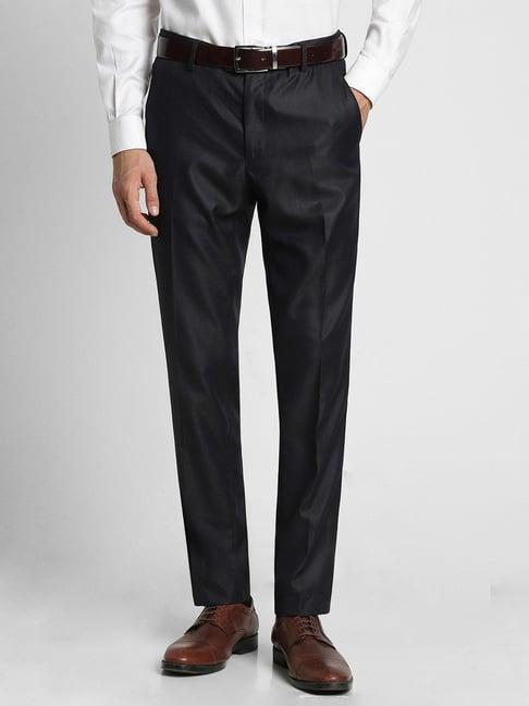 peter england black slim fit trousers