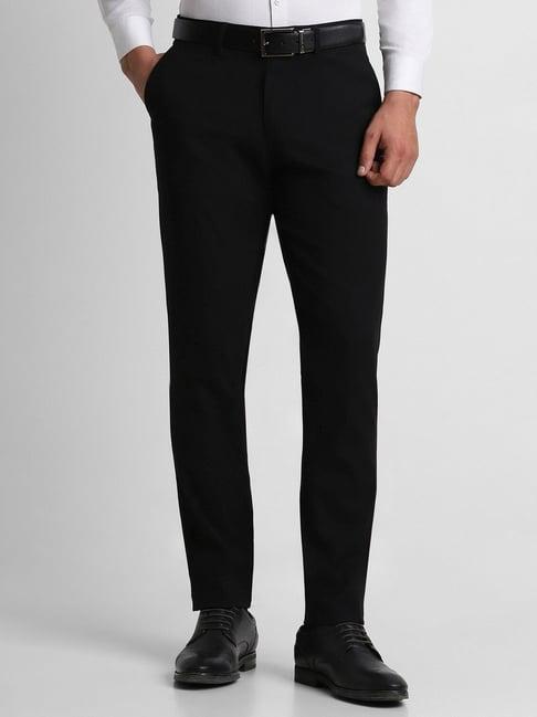 peter england black slim fit trousers