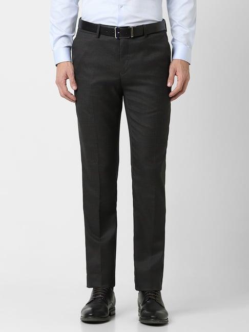 peter england black slim fit trousers