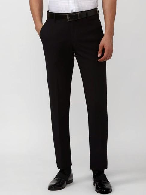 peter england black slim fit trousers