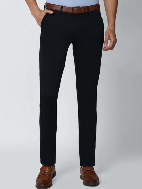 peter england black slim fit trousers