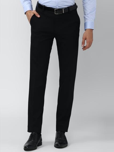 peter england black slim fit trousers