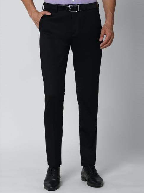 peter england black slim fit trousers