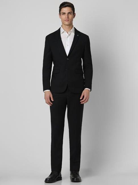 peter england black slim fit two piece suit