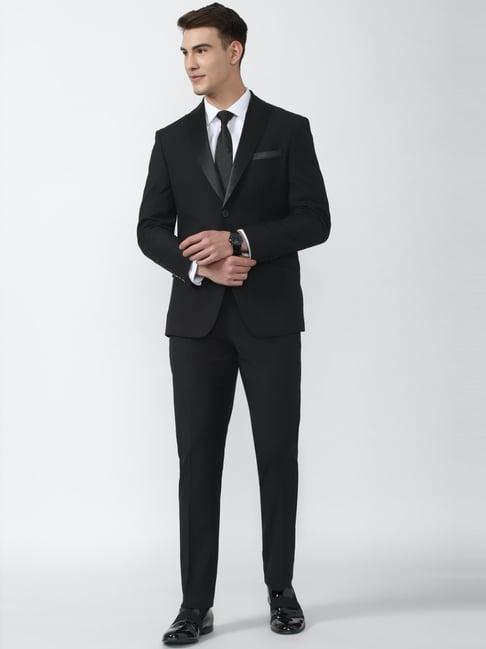 peter england black slim fit two piece suit