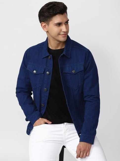 peter england blue cotton regular fit denim jacket