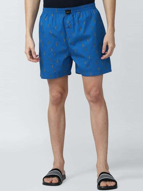 peter england blue cotton regular fit printed boxers