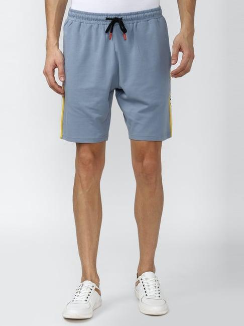 peter england blue cotton regular fit shorts