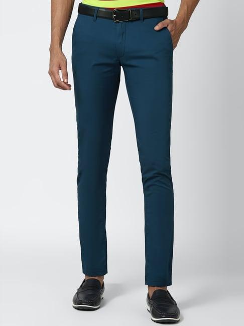 peter england blue cotton skinny fit chinos