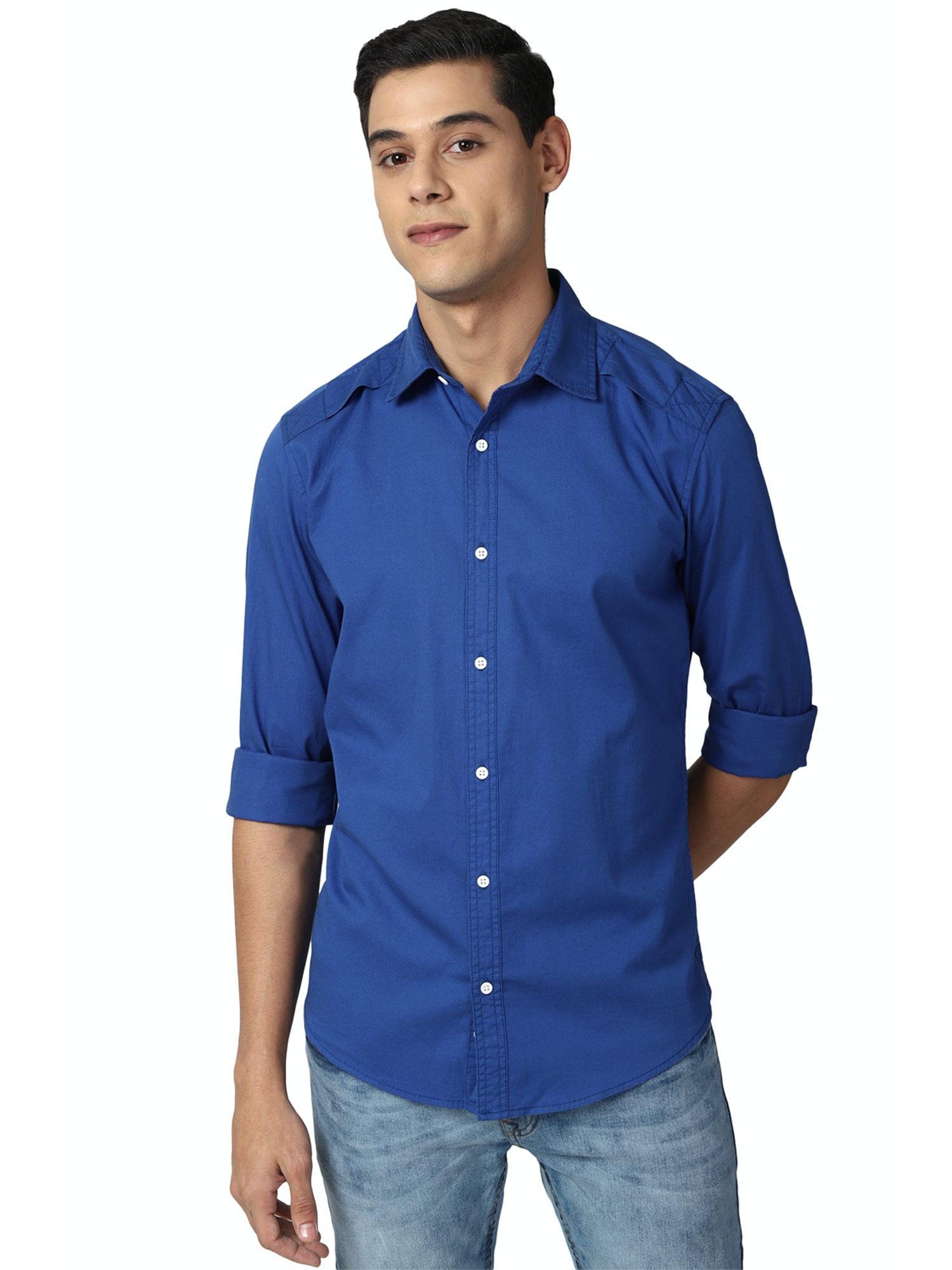 peter england blue full sleeves casual shirt