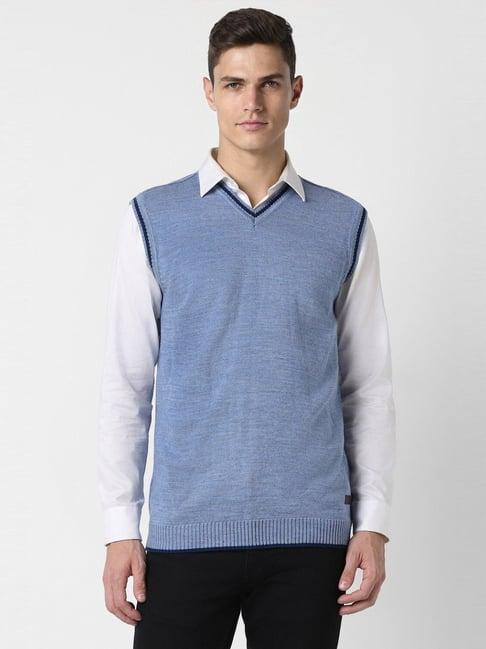 peter england blue regular fit sweater