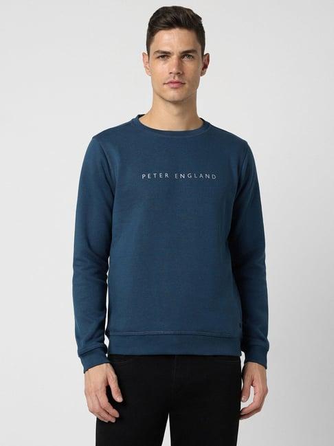 peter england blue regular fit sweatshirt