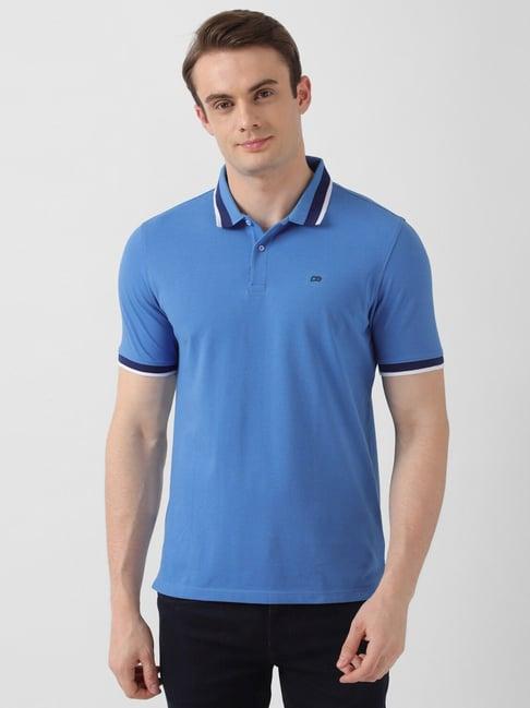 peter england blue slim fit polo t-shirt