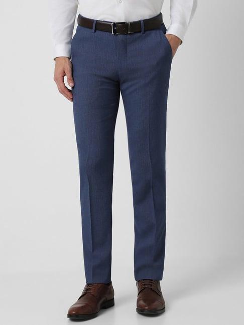 peter england blue slim fit trousers