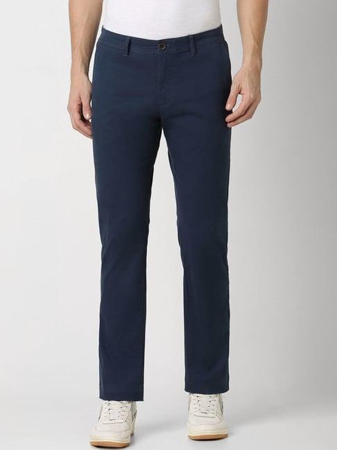 peter england blue slim fit trousers