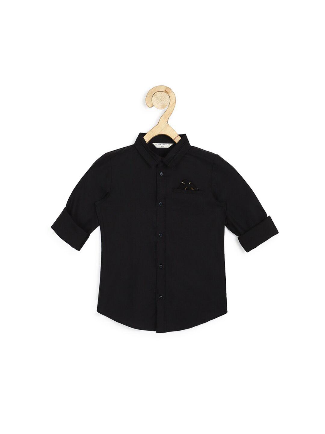 peter england boys black slim fit cotton shirt